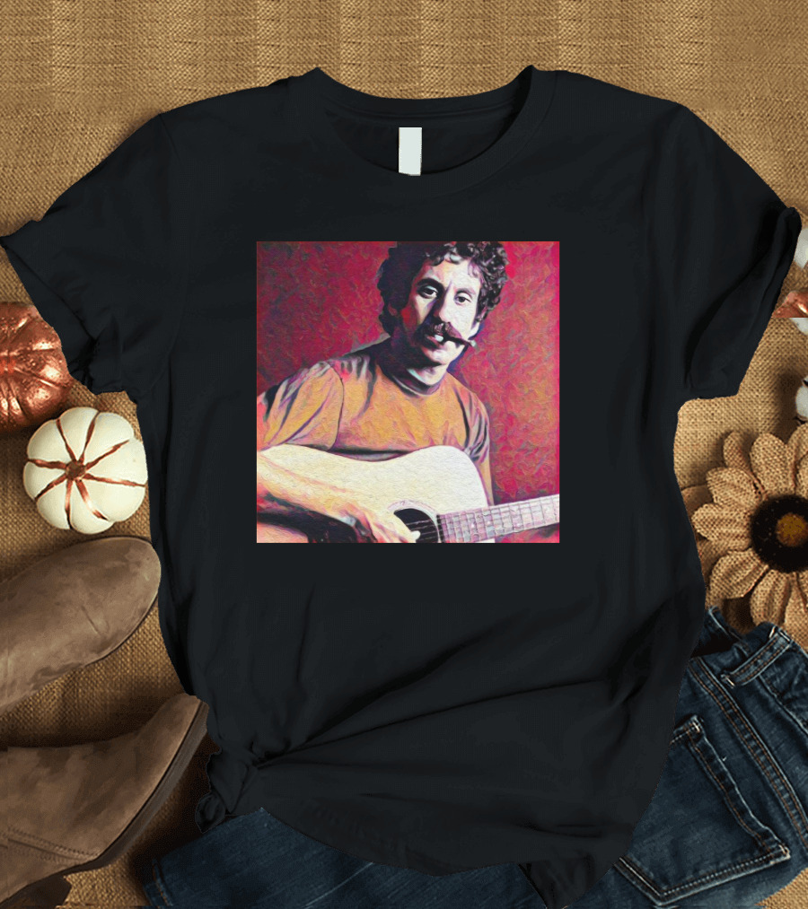 Jim Croce Playing Acoustic Guitar T-Shirt