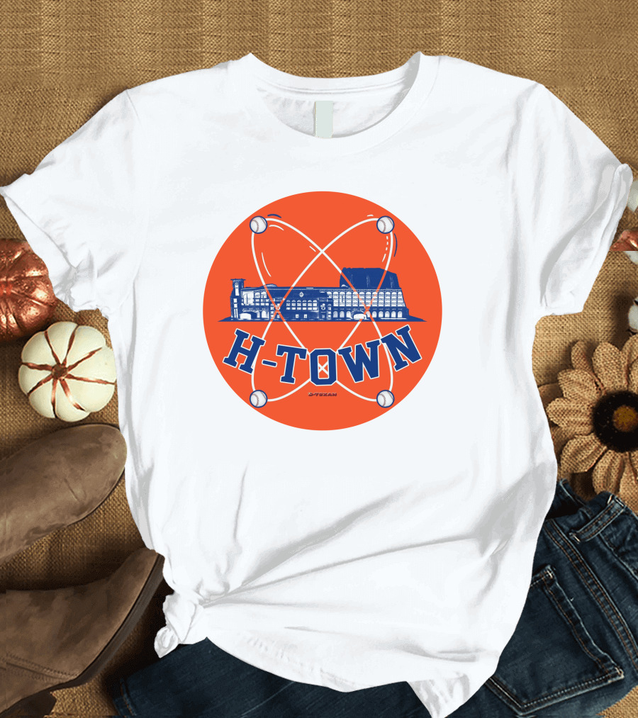 H-Town D-Texan Baseball Landmark Iconography T-Shirt