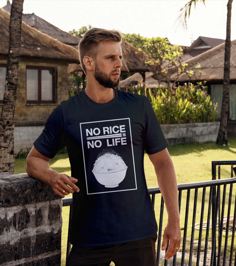 No Rice No Life Kanji Bowl T-Shirt