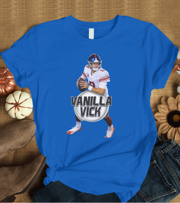 T-Shirt: Vanilla Vick Football Quarterback Blue Jersey T-Shirt Vanilla Vick Football Quarterback Blue Jersey T-Shirt