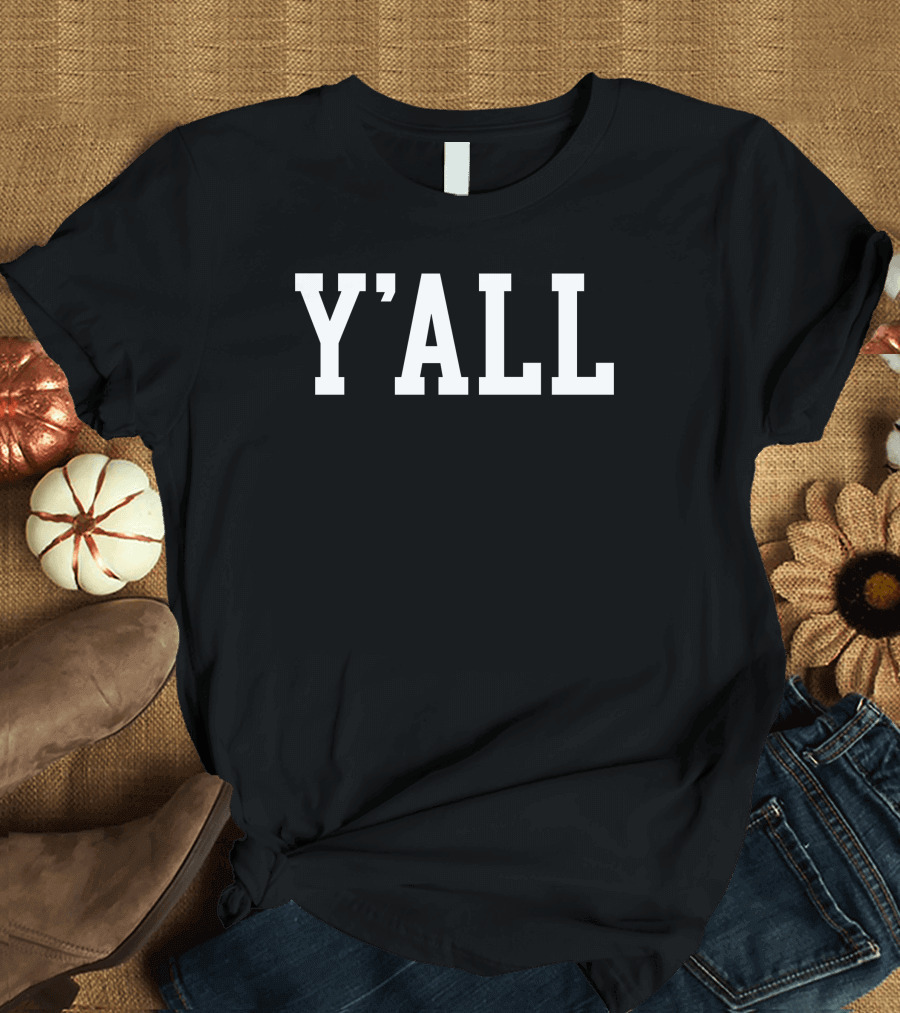 Y'all College-Style Text Block Letters T-Shirt