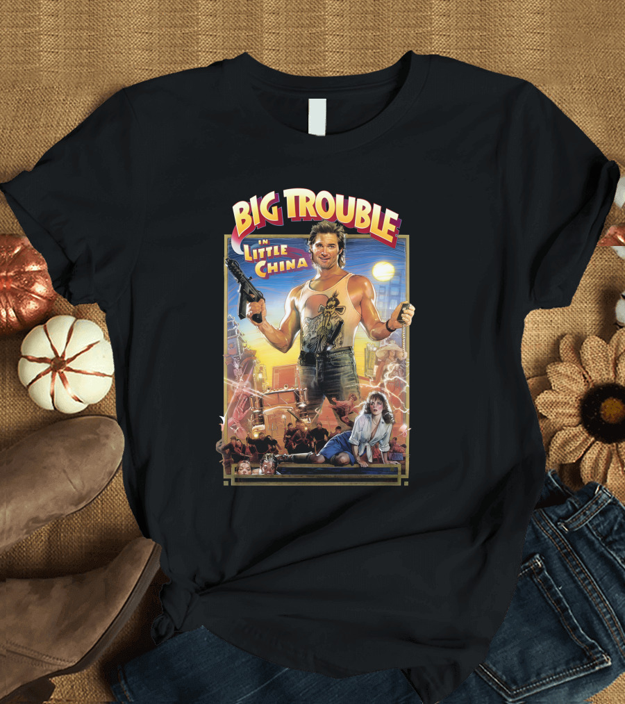 Big Trouble in Little China Movie Poster with Hero and Action Scenes T-Shirt