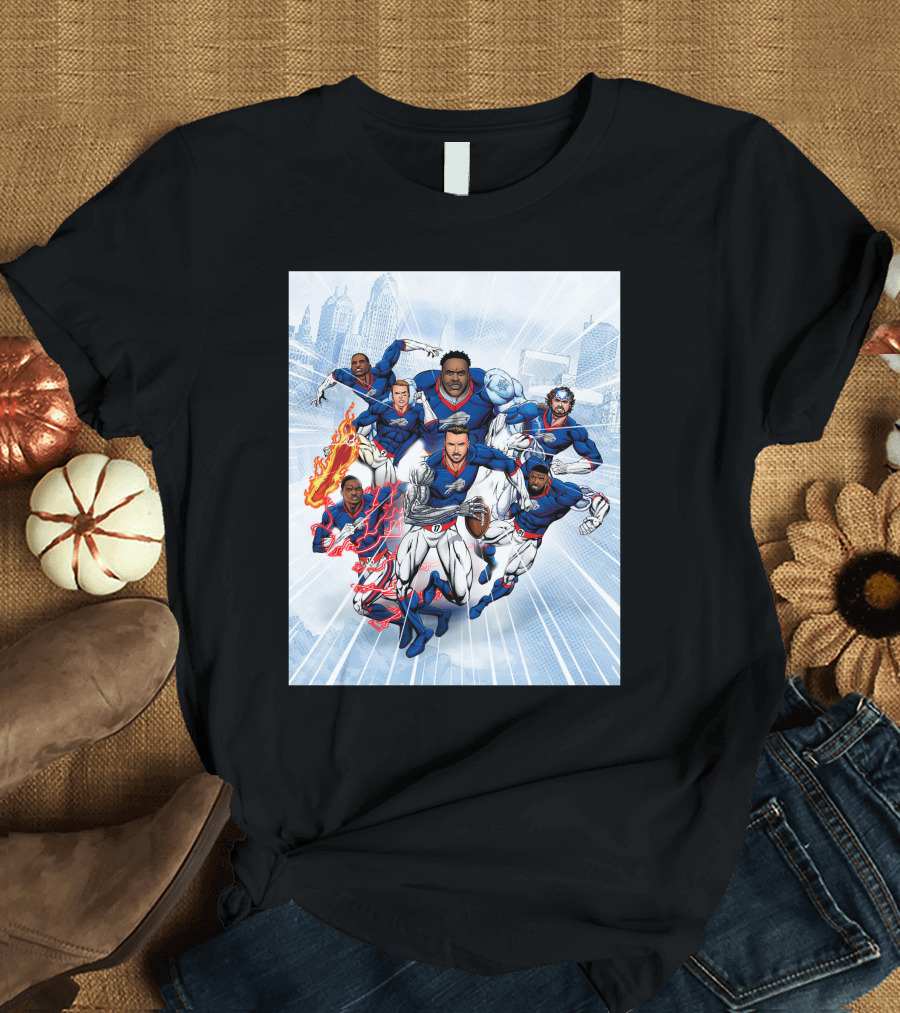 Buffalo Bills Super Hero Team Comic T-Shirt