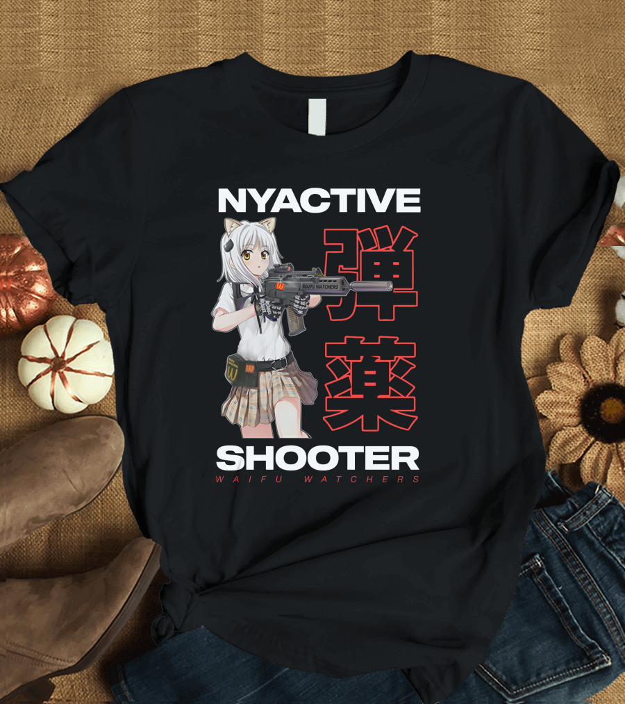 NYACTIVE Shooter Waifu Watchers Anime T-Shirt