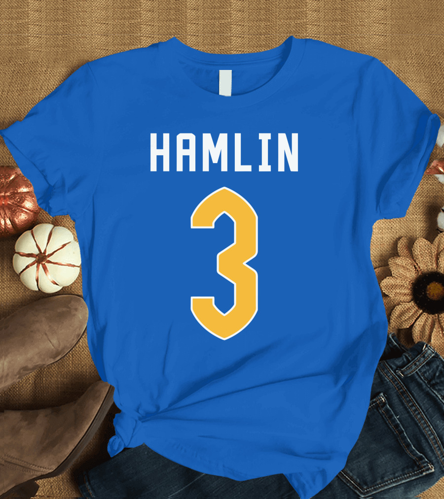 Pitt Football Hamlin 3 Blue Gold Jersey Number T-Shirt