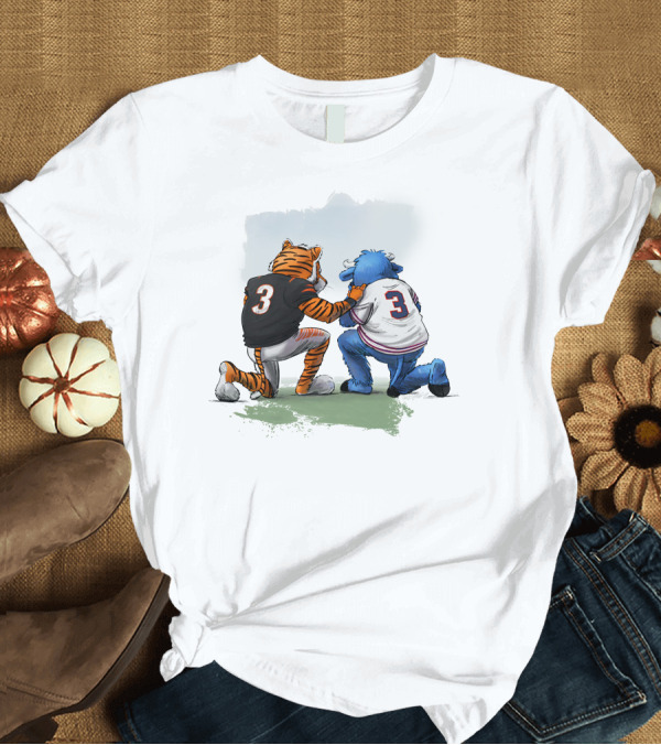 T-Shirt: Dey Pray Together Kevin Necessary Cincinnati Bengals Buffalo Bills Mascots Number 3 T-Shirt Dey Pray Together Kevin Necessary Cincinnati Bengals Buffalo Bills Mascots Number 3 T-Shirt