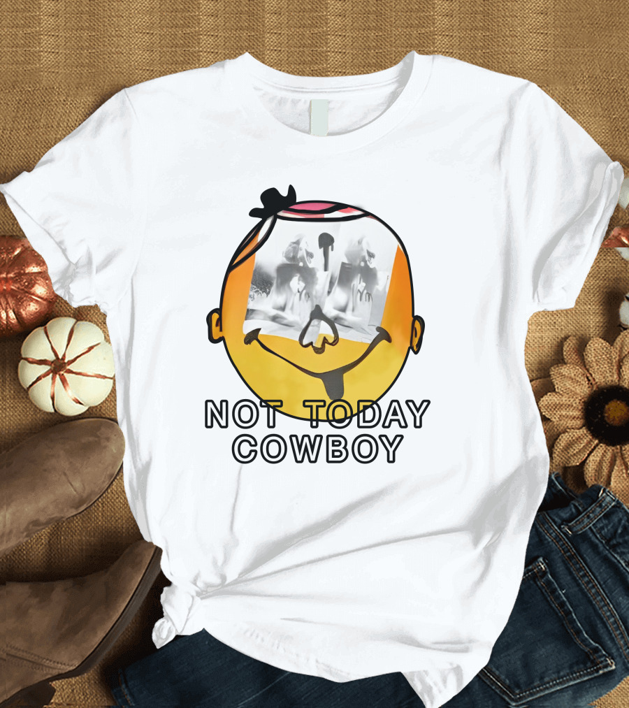 Not Today Cowboy Smiley with Abstract Overlay T-Shirt