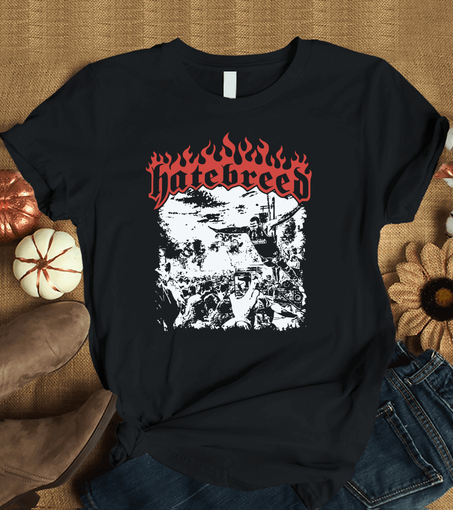 Hatebreed Flaming Logo Brody Dive Concert Crowd Scene T-Shirt
