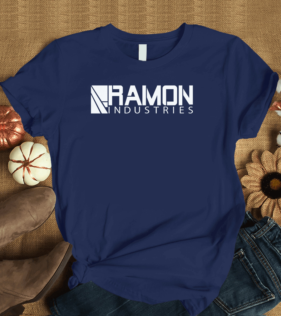 RAMON INDUSTRIES Logo Navy Blue Background T-Shirt