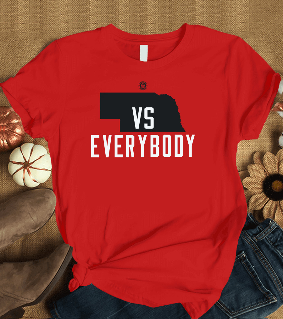 Nebraska Vs Everybody Red and Black State T-Shirt