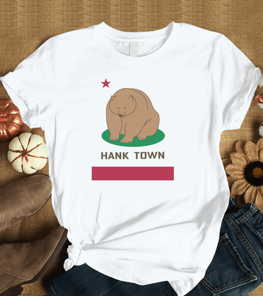 Hank Town California Bear Star Green Brown Red T-Shirt