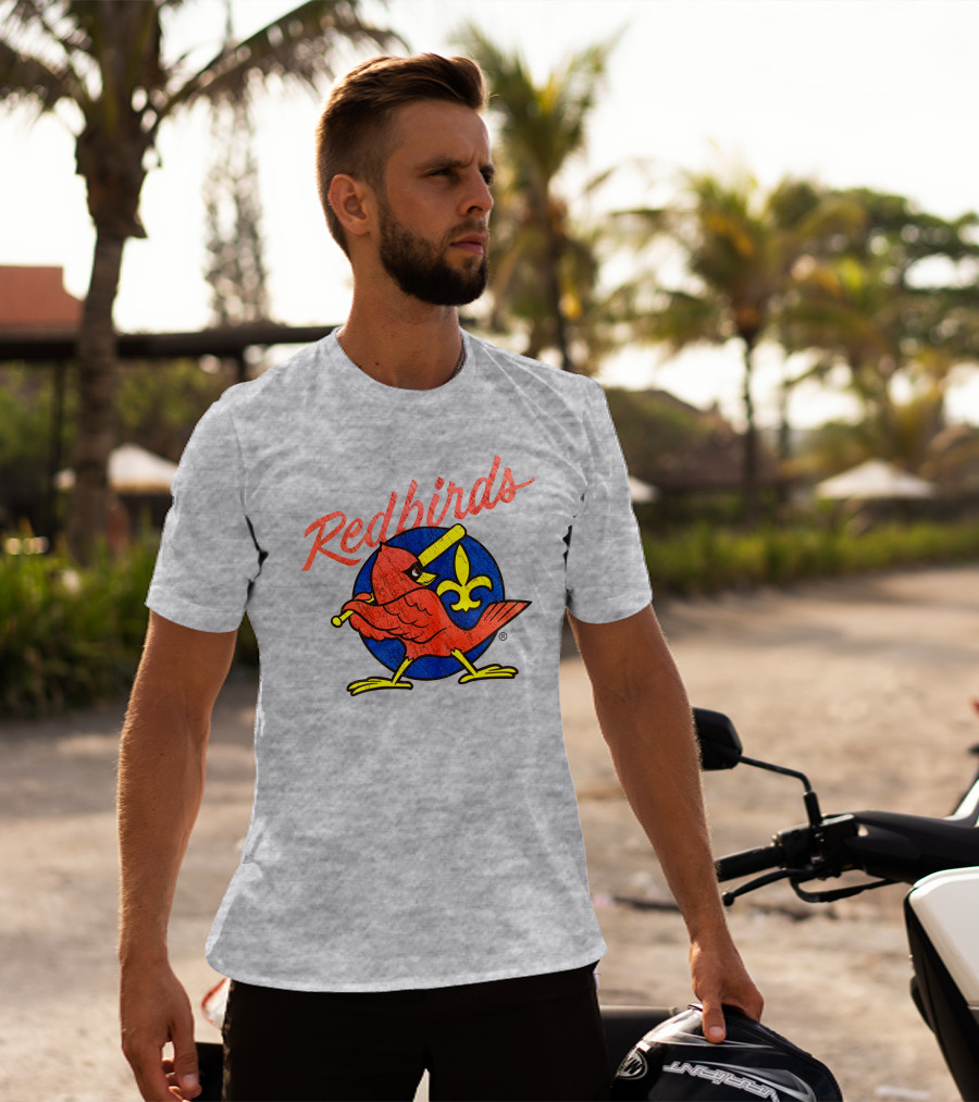 Redbirds Vintage Throwback Blue Circle Fleur-de-Lis T-Shirt