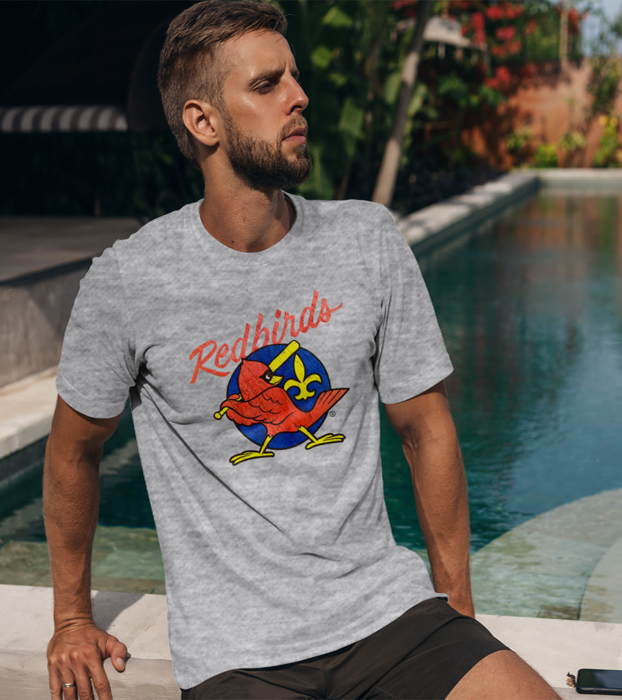 Redbirds Vintage Throwback Blue Circle Fleur-de-Lis T-Shirt