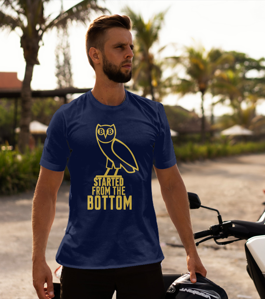 Mr Hodl Bitcoin Started From The Bottom Owl Bitcoin Eyes T-Shirt