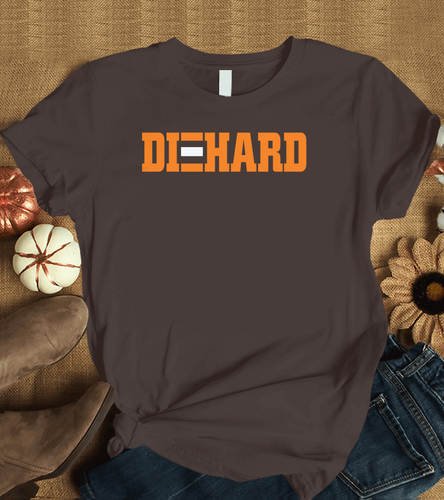 Yvette Diehard Equal Symbol Text in Bold Orange Font T-Shirt