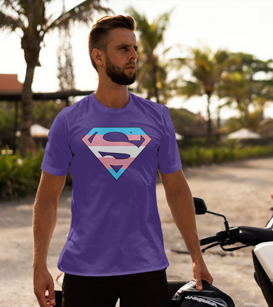 Superman Logo Trans Flag Trans Rights Are Human Rights T-Shirt