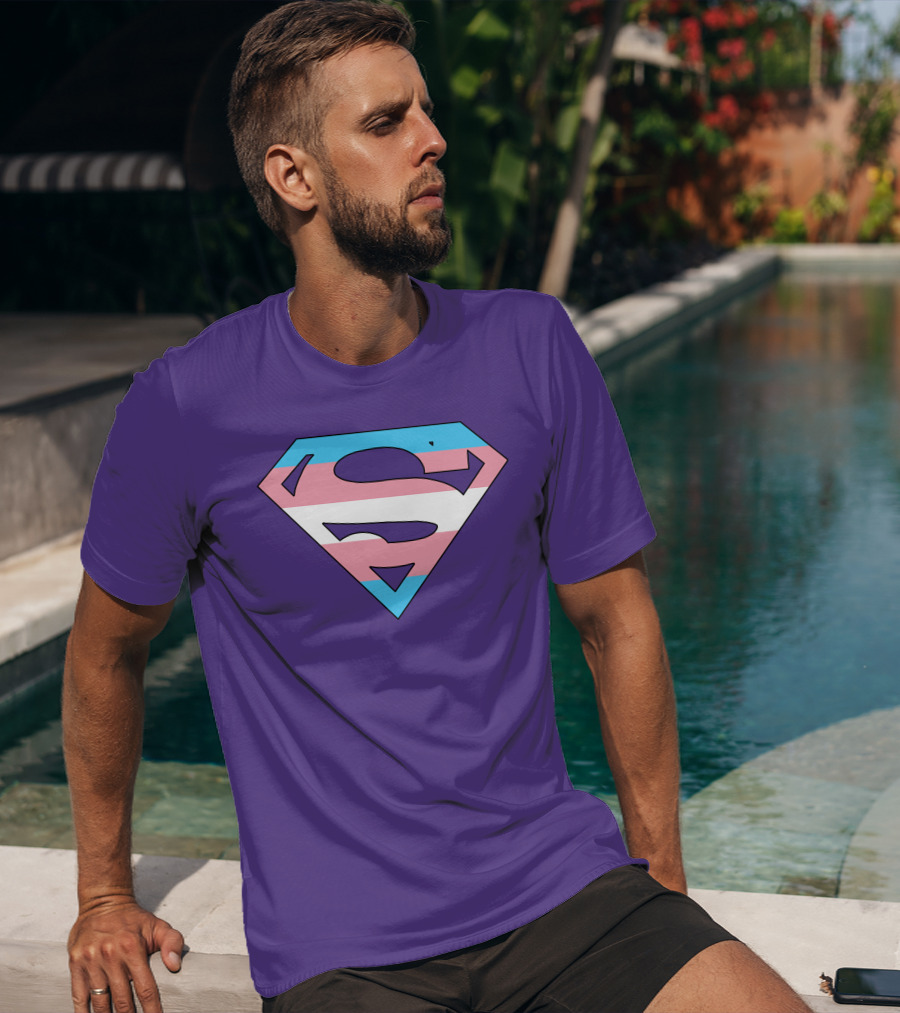 Superman Logo Trans Flag Trans Rights Are Human Rights T-Shirt