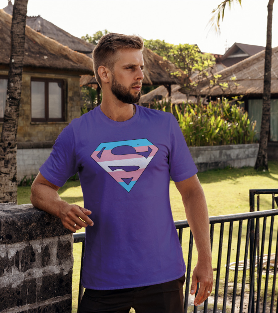 Superman Logo Trans Flag Trans Rights Are Human Rights T-Shirt