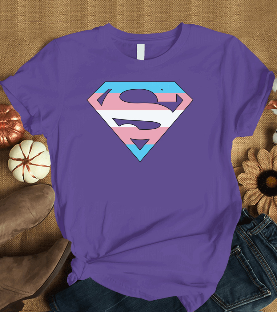 Superman Logo Trans Flag Trans Rights Are Human Rights T-Shirt