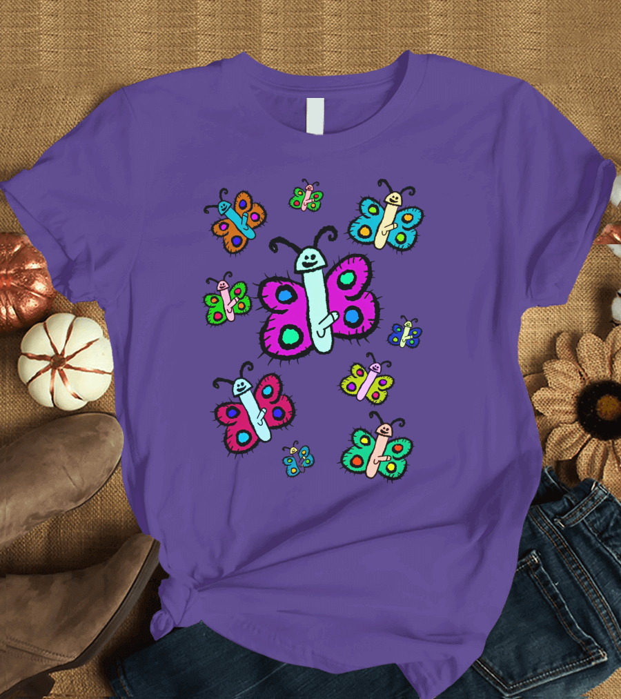 Teen Hearts Merch Wienerflys Colorful Butterfly Characters T-Shirt