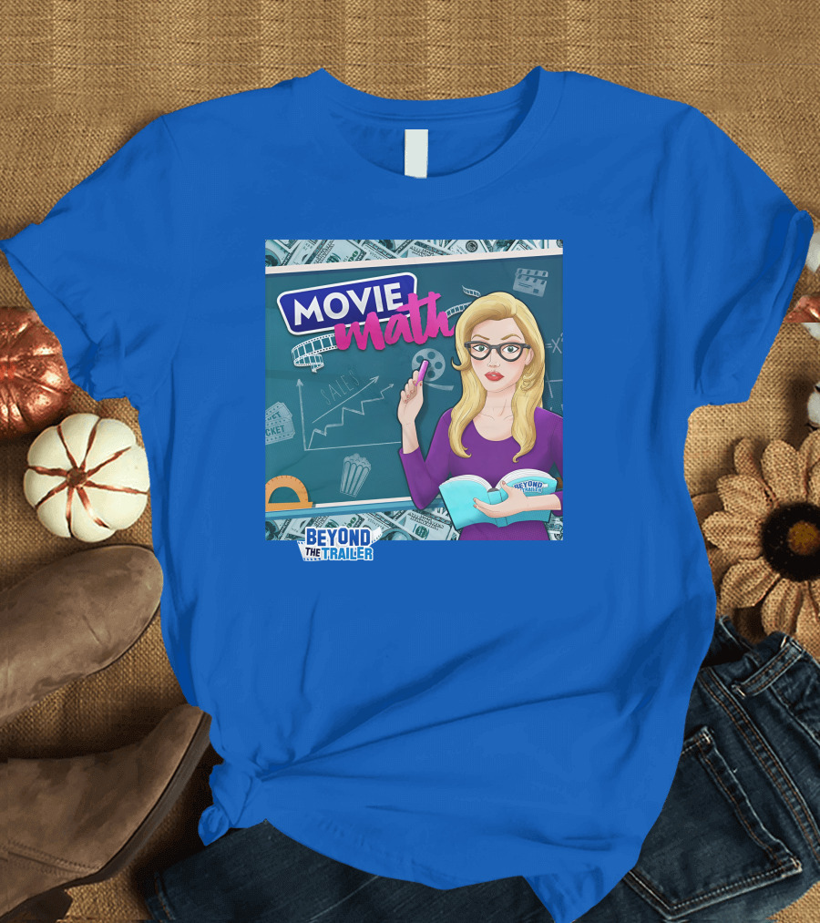 Beyond The Trailer Movie Math Insights with Blonde Woman Holding Book and Remote T-Shirt