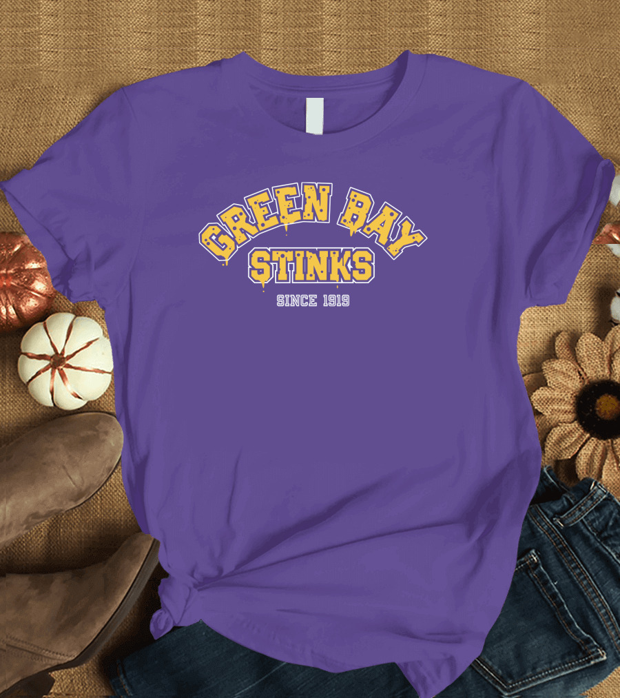 Green Bay Stinks Since 1919 John Randle Purple Yellow Football Rivalry Joke T-Shirt