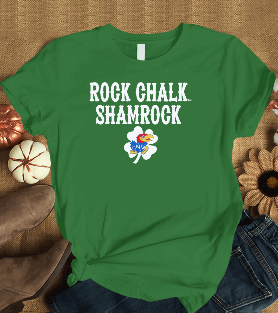Rock Chalk Shamrock Kansas Jayhawks St Patrick’s Day Green T-Shirt