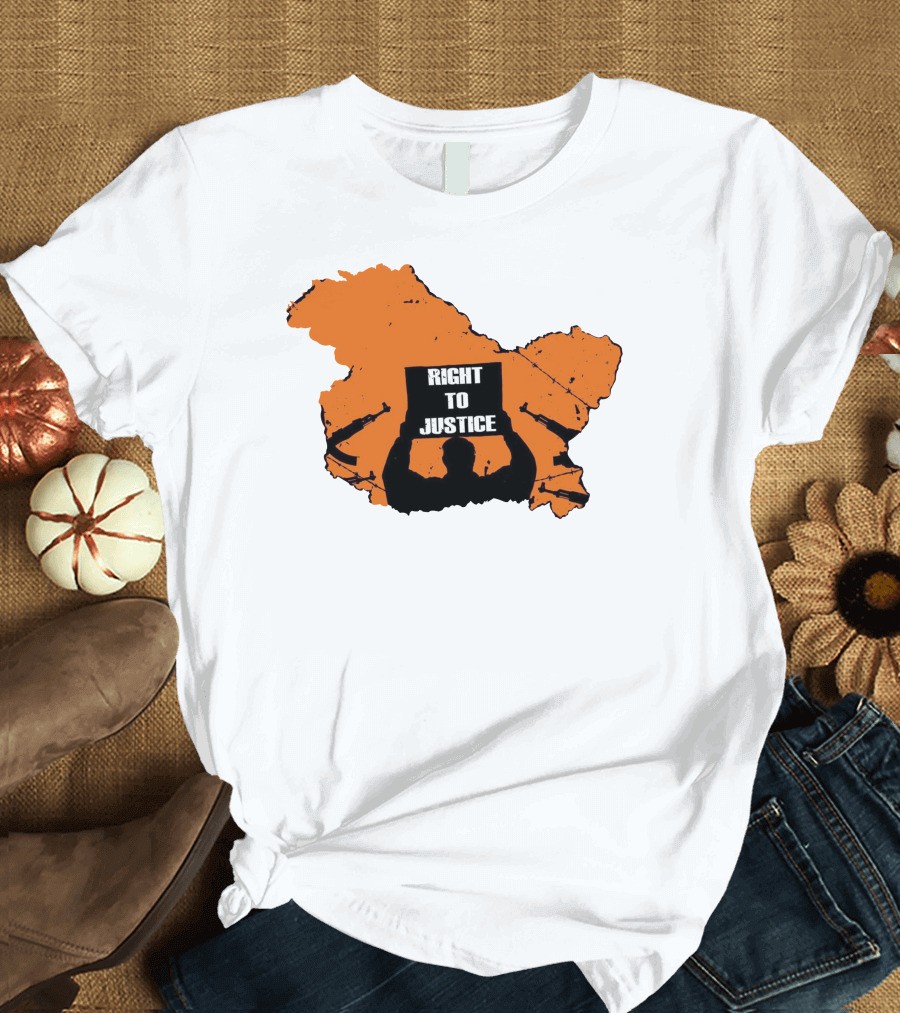 Vivek Ranjan Agnihotri Right To Justice Silhouette With Orange Map Background T-Shirt