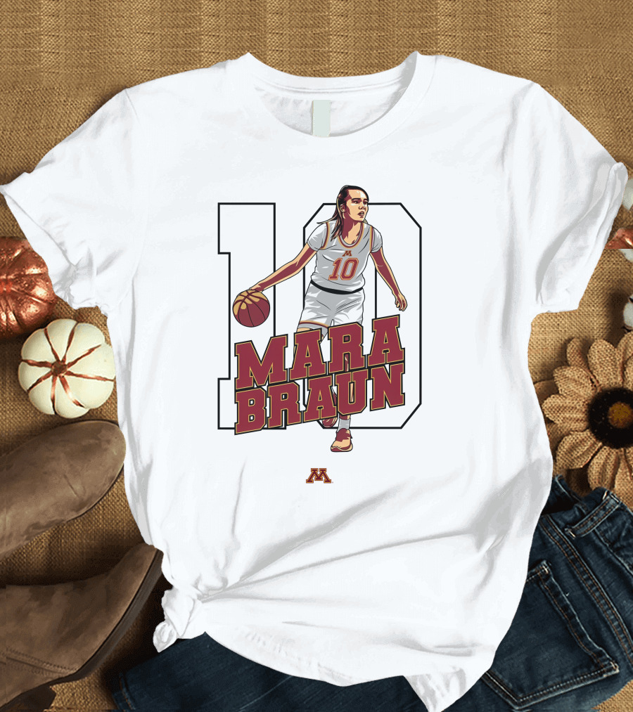 Minnesota Golden Gophers Women's Basketball Mara Braun Number 10 T-Shirt