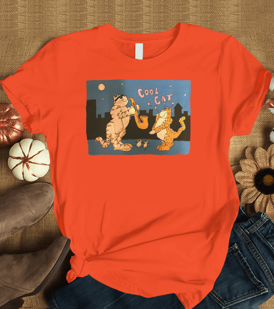 Cool Cat Night Jazz with Playful Felines and Spectators T-Shirt