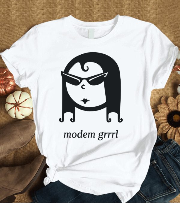 T-Shirt: Modem Grrrl Sunglasses Illustrative T-Shirt Modem Grrrl Sunglasses Illustrative T-Shirt