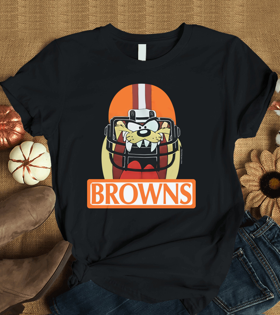 1993 Cleveland Browns Warner Bros Tazmanian Taz Devil Helmet Browns T-Shirt
