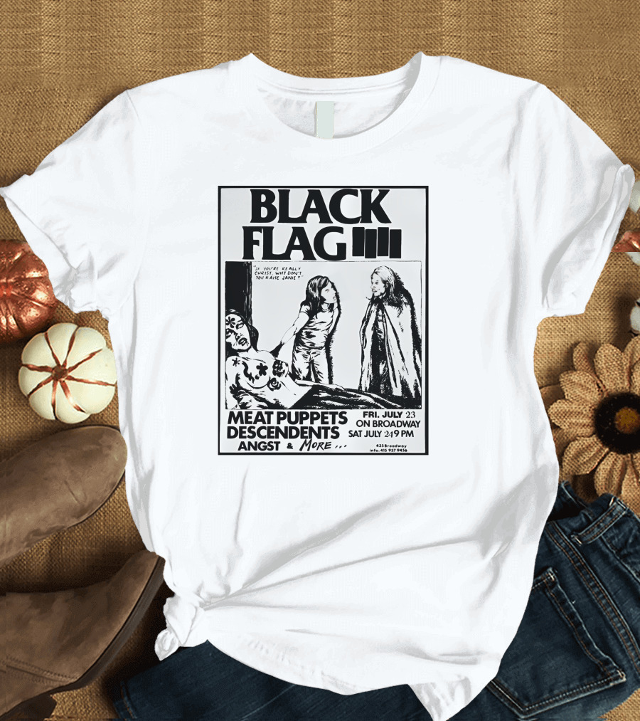 Black Flag Meat Puppets Descendents Angst Concert Poster Broadway July 23 24 T-Shirt