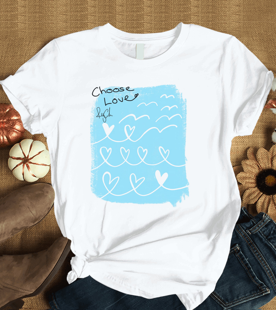 Freddy Carter Everpress Choose Love Heart Waves Blue Print T-Shirt