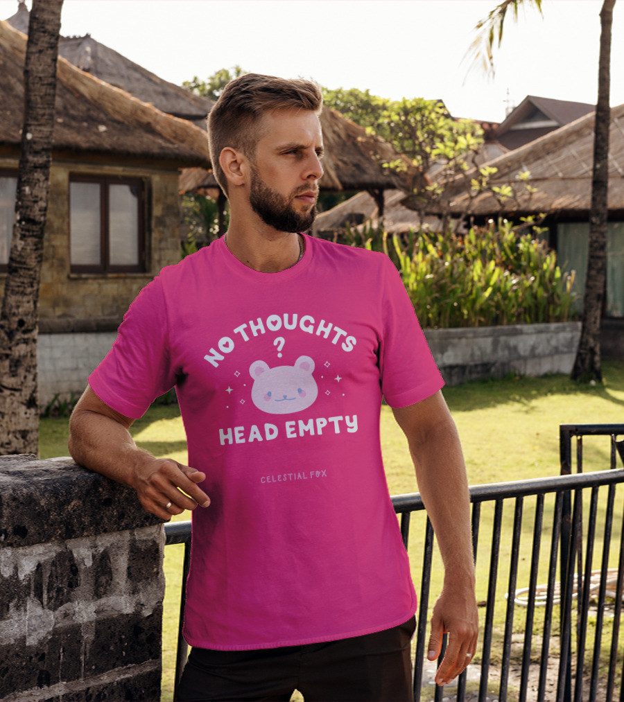 No Thoughts Head Empty Bear With Celestial Fox Stars T-Shirt