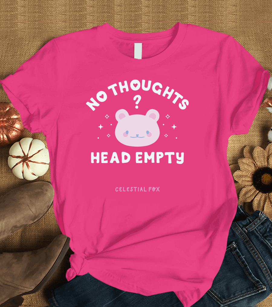 No Thoughts Head Empty Bear with Celestial Fox Stars T-Shirt