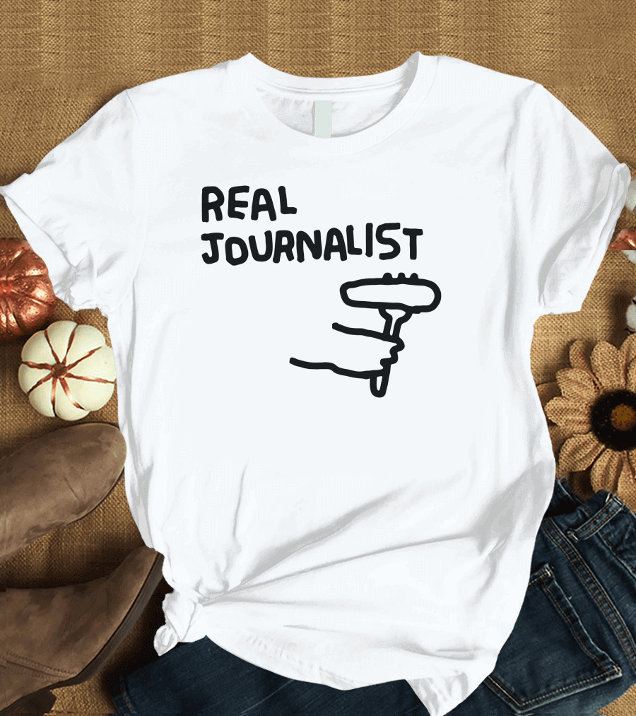 Real Journalist Microphone Holder Sketch T-Shirt