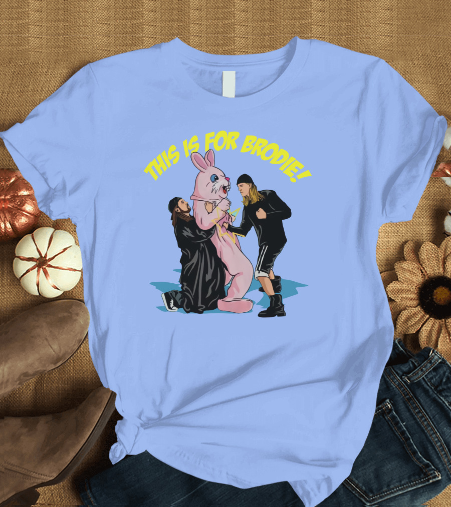 Kevin Smith This Is For Brodie Jay and Silent Bob Pink Bunny Drawing T-Shirt