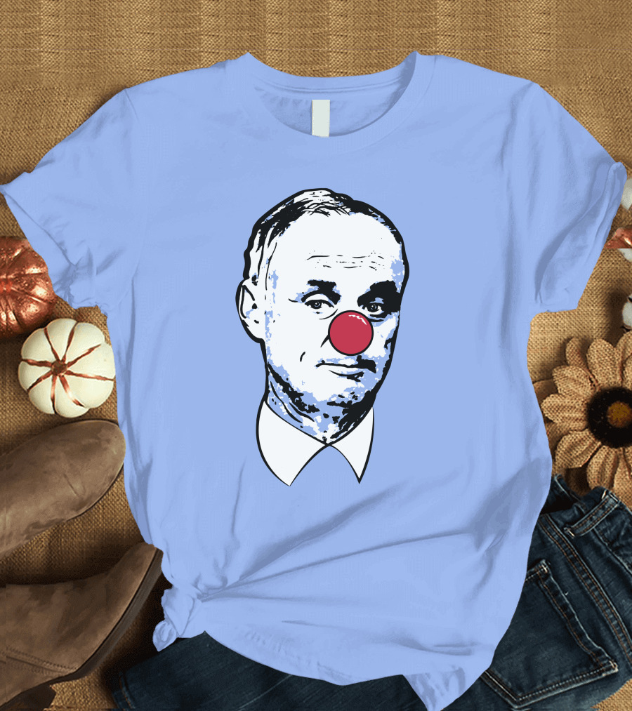 Clown Rob Manfred Blue Background Red Nose T-Shirt