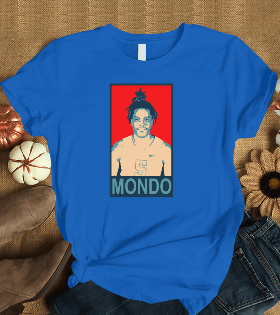 Armando Bacot Mondo Number 5 Red and Blue T-Shirt