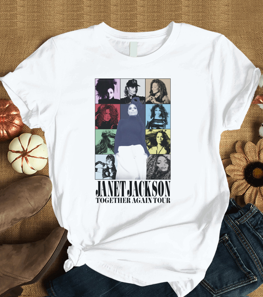 Janet Jackson Together Again Tour Multicolor Portrait Collage T-Shirt
