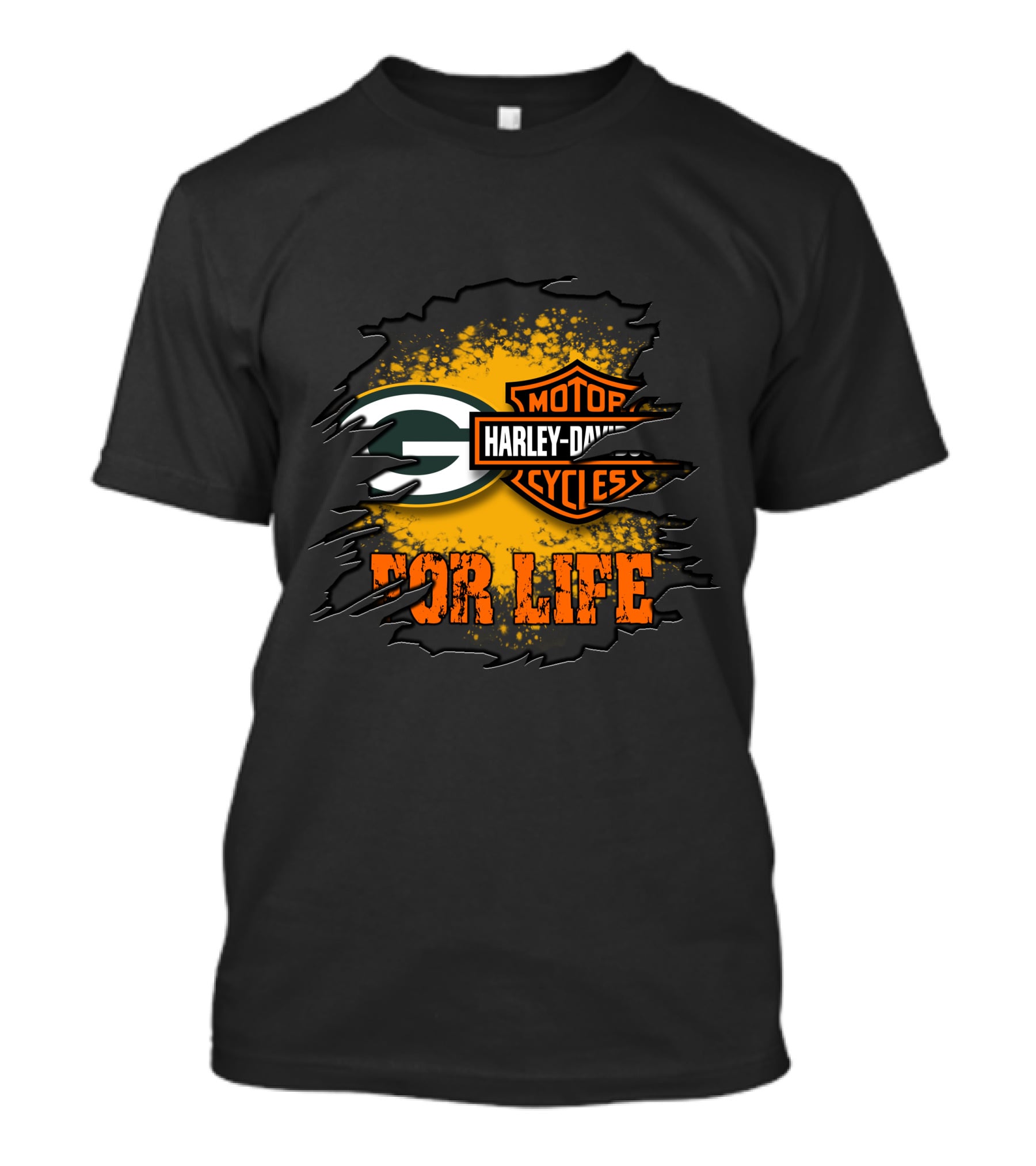 Green Bay Packers Harley Davidson For Life T-Shirt