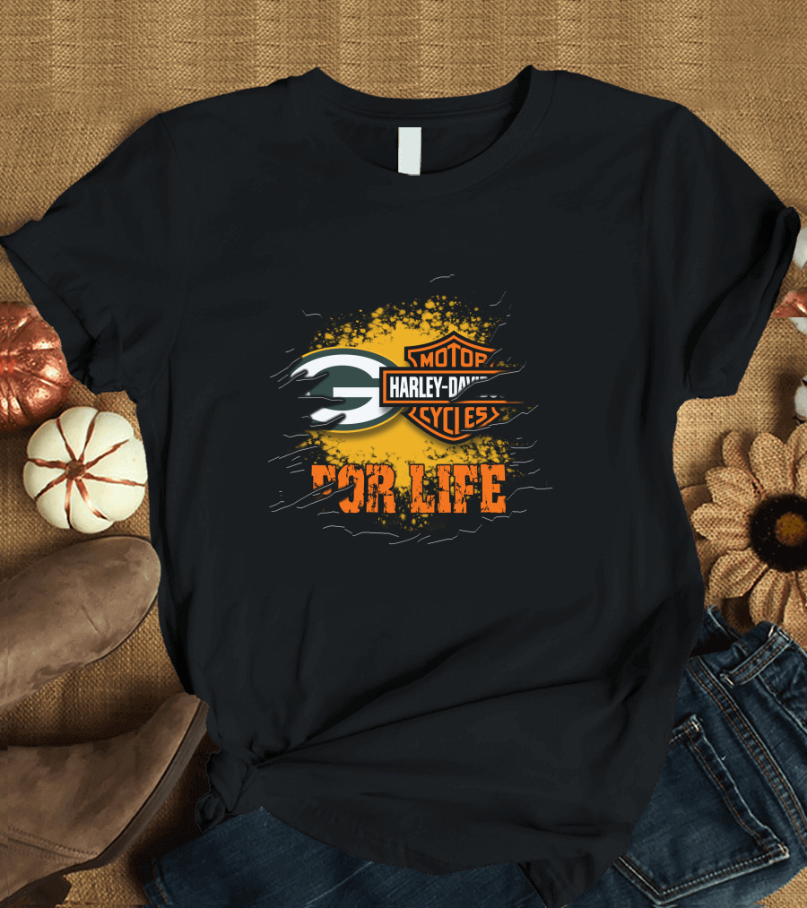 Green Bay Packers Harley Davidson For Life T-Shirt