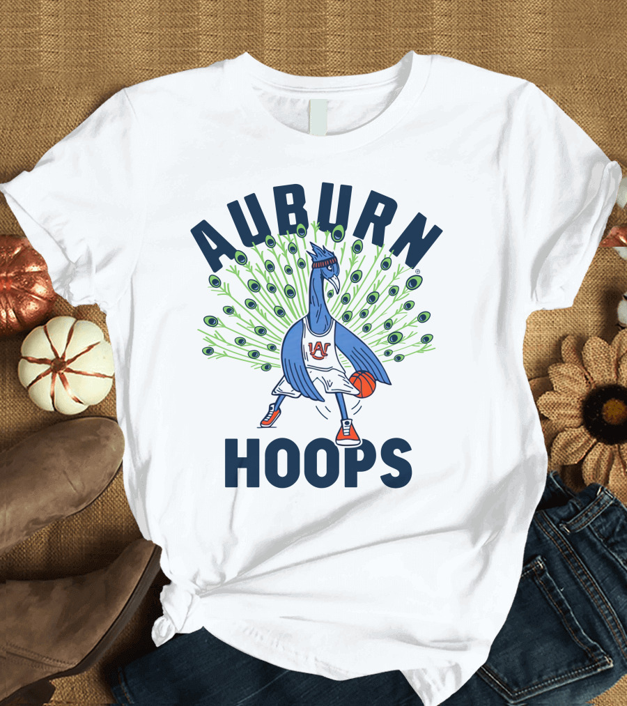 Auburn Hoops Peacock Basketball Sports T-Shirt