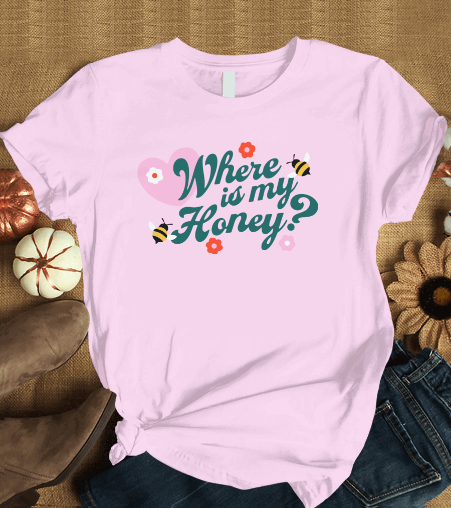 Stephanie Soo Merch Where Is My Honey Cream Bee Heart Floral T-Shirt
