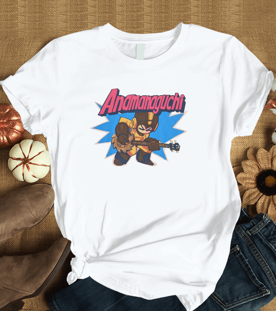 Anamanaguchi Retro Style Character with Guitar Burst T-Shirt