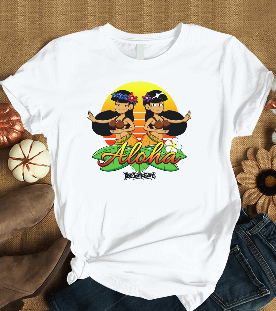 Aloha From Toejam And Earl Robaroba Merch Hawaiian Dancers Tropical Sunset T-Shirt