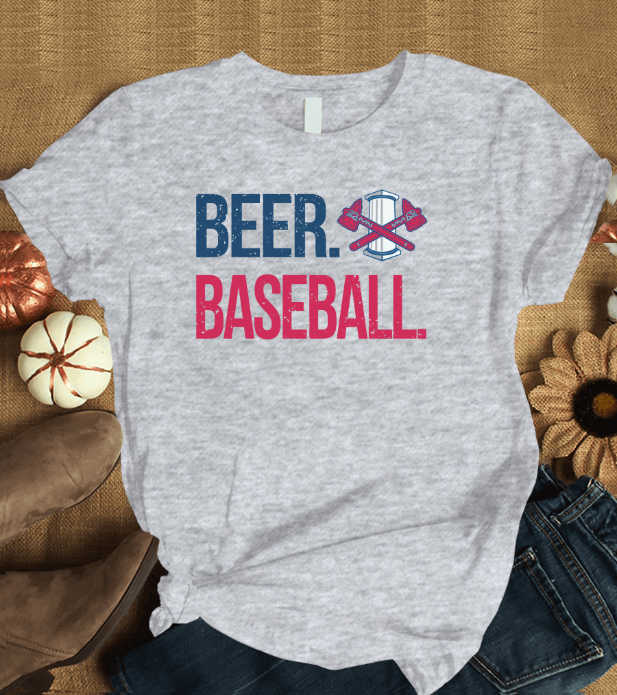 BEER. BASEBALL. Crossed Axes Emblem T-Shirt