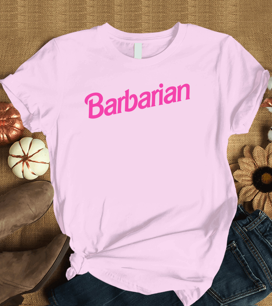 Barbarian Barbie Pink Font T-Shirt