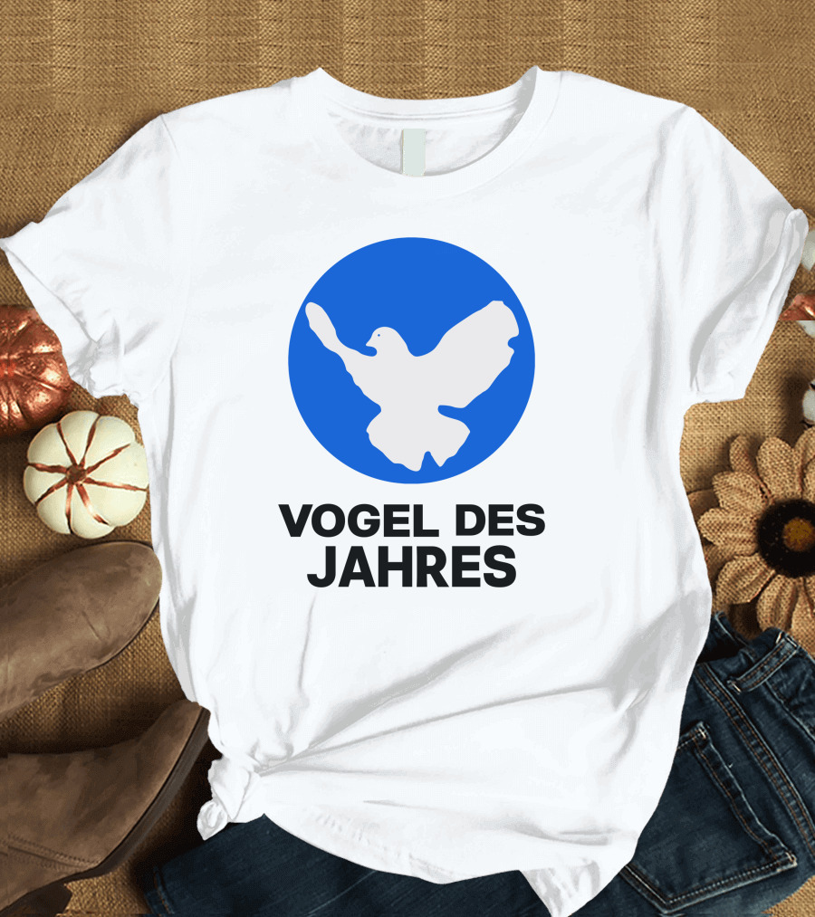 Vogel Des Jahres Columbidae Doves Silhouette in Blue Circle T-Shirt